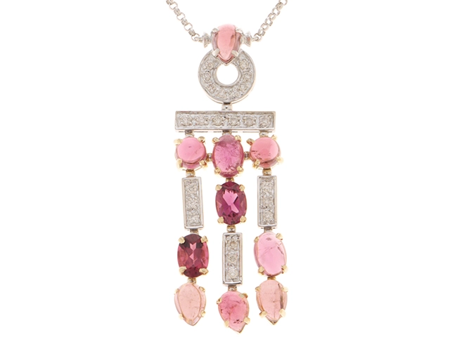 JEWELRY ノンブランドジュエリー ネックレス K18イエローゴールド/ホワイトゴールド マルチカラー17.82/ダイヤモンド0.48  重さ約17.6g 【472】YK
