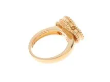 Van Cleef & Arpels ヴァンクリーフ&アーペル ヴィンテージアルハンブラ リング 50号 VCARD40900 K18イエローゴールド/タイガーズアイ/ダイヤモンド 【472】SJ