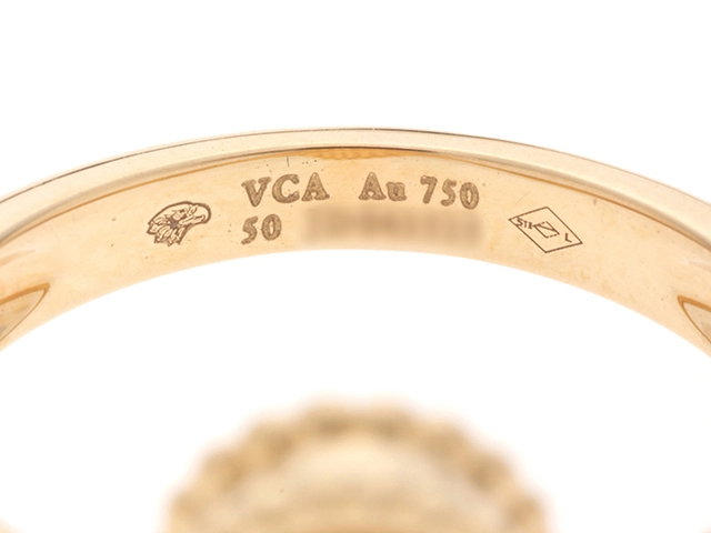 Van Cleef & Arpels ヴァンクリーフ&アーペル ヴィンテージアルハンブラ リング 50号 VCARD40900 K18イエローゴールド/タイガーズアイ/ダイヤモンド 【472】SJ