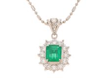 JEWELRY　ジュエリー　ネックレス　PT850/PT900プラチナ　エメラルド0.77ct　ダイヤモンド0.62 ct　約6.5g【207】2146000417993