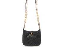 CHANEL シャネル マトラッセ ホーボー チェーンショルダーバッグ AS3112 ブラック/GP ラムスキン 【460】2146000418143