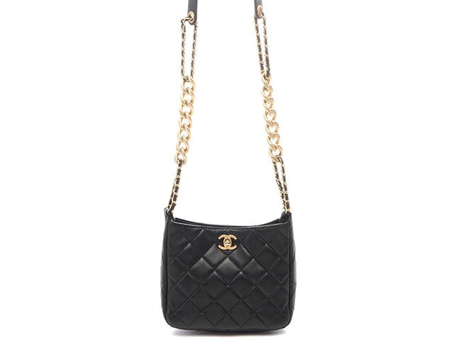 CHANEL シャネル マトラッセ ホーボー チェーンショルダーバッグ AS3112 ブラック/GP ラムスキン 【460】2146000418143