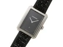 CHANEL スクエアフェイス 腕時計 ブラックレザー CHANEL シャネル 時計 ボーイフレンド H6585 革/ステンレス