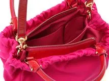 【大黒屋ECサイト・店頭限定】Salvatore　Ferragamo　フェラガモ　ヴァラリボン　２ｗａｙショルダー　ピンク／レッド　ナイロン／パテント　GG-21 C793【472】2146000419058