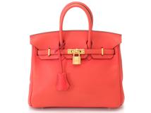 Hermès　エルメス　ハンドバッグ　バーキン25　カプシーヌ　ヴォー・スイフト 　ゴールド金具　A刻印　2017年頃製造　【471】L