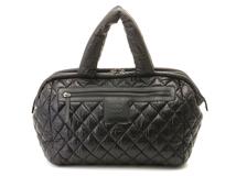 CHANEL　シャネル　ココ・コクーン　ハンドバッグ　ブラック　SV　ナイロン　レザー【431】2146000421648