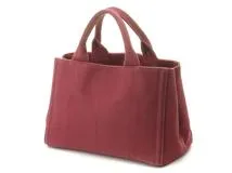 PRADA プラダ　ビジュースタッズ ミニカナパ ボルドー キャンバス　B2439O【430】2146000421709