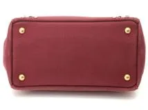 PRADA プラダ　ビジュースタッズ ミニカナパ ボルドー キャンバス　B2439O【430】2146000421709