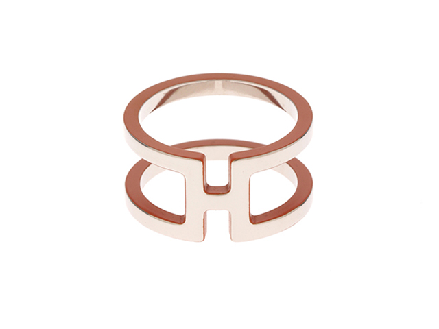 HERMES エルメス H・アン・ロン シルバー/オレンジ メタル