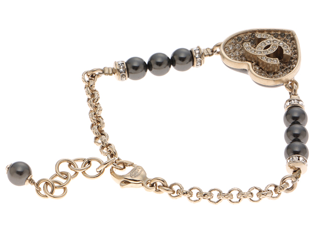 CHANEL シャネル ハートモチーフブレスレット メタル/フェイク