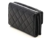 CHANEL シャネル 小物 ボーイシャネル 三つ折り財布 ブラック/SV
