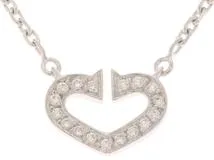 CARTIER カルティエ Cハートネックレス K18ホワイトゴールド ダイヤモンド B7008300 約5.3g 2146000423307 【432】