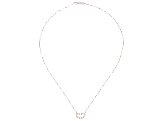 CARTIER カルティエ Cハートネックレス K18ホワイトゴールド ダイヤモンド B7008300 約5.3g 2146000423307 【432】