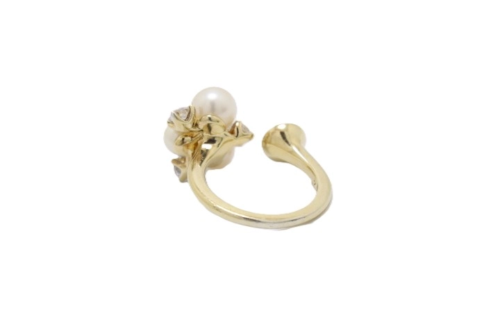 giulietta by Ponte Vecchio ジュリエッタバイポンテヴェキオ フォークリング 指輪 SV925/YGP シルバー パール キュービックジルコニア 10号～【460】 2146000423413