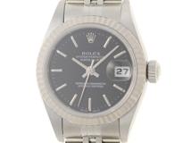 U番 1997年頃製造 ROLEX ロレックス レディース オートマチック デイトジャスト26 69174 ブラック文字盤 K18WG/SS【472】HK