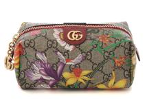 GUCCI　グッチ　ポーチ　オフディア　コスメティックケース　コーティングキャンバス　ベージュ　PVC【472】YI