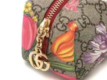GUCCI　グッチ　ポーチ　オフディア　コスメティックケース　コーティングキャンバス　ベージュ　PVC【472】YI