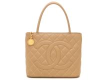 CHANEL　  　シャネル　　  マトラッセ      　 復刻トート      　ベージュ/ GP　      　キャビアスキン　　　A01804　　　【436】　　2146000424533