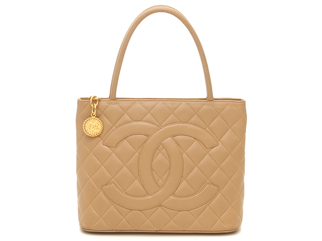 CHANEL シャネル マトラッセ 復刻トート ベージュ/ GP キャビア