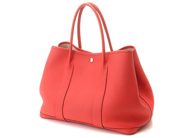 HERMES エルメス ハンドバック ガーデンパーティPM ヴァッシュカントリー ルージュトマト/シルバー金具 X刻印(2016年頃)【472】YK