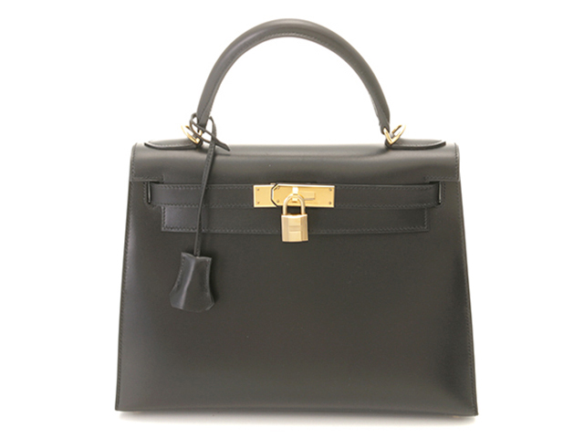 HERMES エルメス ハンドバッグ ケリー28 ボックスカーフ 外縫い