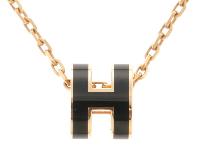 HERMES エルメス ポップアッシュ・ミニネックレス ブラック／PGGP