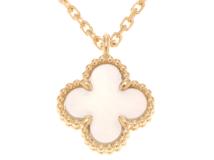 Van Cleef & Arpels　ヴァン クリーフ&アーペル　スウィートアルハンブラ　ネックレス　K18 ゴールド　白蝶貝　2.5g　2146000431258　【471】L