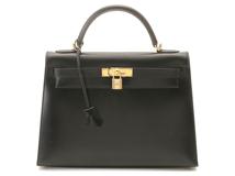 HERMES　エルメス　バッグ　ケリー32　ブラック/GP金具　ボックスカーフ　外縫い　□D刻印【431】2146000431425