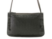 BOTTEGA VENETA ボッテガヴェネタ イントレチャート ショルダーバッグ ブラック レザー【472】YY