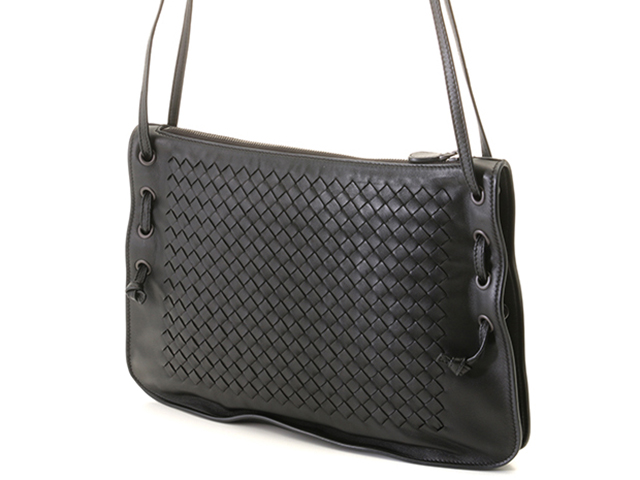 BOTTEGA VENETA ボッテガヴェネタイントレチャートショルダーバッグ黒 BOTTEGA VENETA ボッテガヴェネタ イントレチャート ショルダー