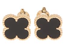 Van Cleef & Arpels　ヴァン クリーフ&アーペル　ヴィンテージアルハンブラ　ピアス　K18 ゴールド　オニキス　7.3g　2146000431890　【471】L