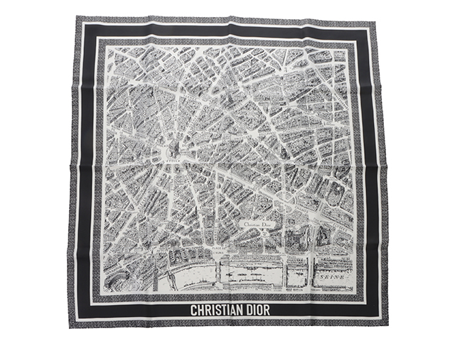 DIOR ディオール スカーフ Plan de Paris 90スクエアスカーフ