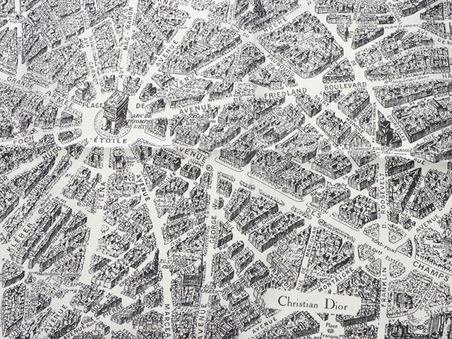 DIOR ディオール スカーフ Plan de Paris 90スクエアスカーフ ブラック  