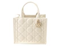 DIOR ディオール マクロカナージュ ブックトートスモール ラテホワイト/ゴールド金具 カーフスキン M1325OWHP_M030【472】YY