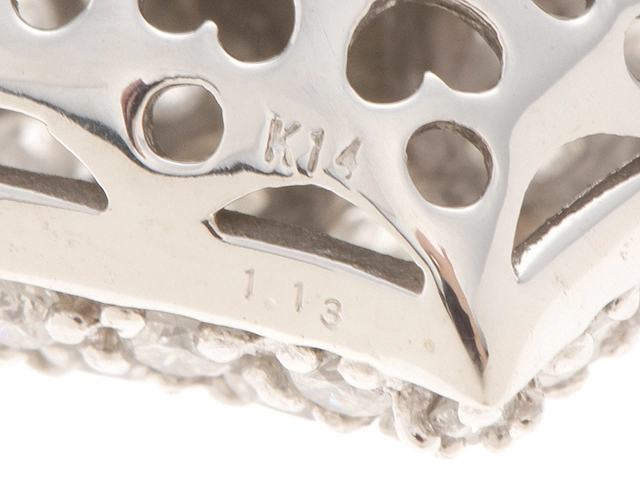 JEWELRY　ジュエリー　ハート　ネックレス　K14ホワイトゴールド　ダイヤモンド1.13ct　約4.1g　2146000433177【207】