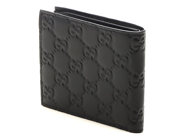GUCCI　グッチ　二つ折り財布  メンズ ブラック レザー　434