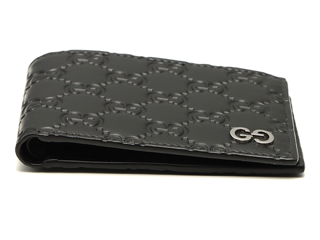 GUCCI　グッチ　二つ折り財布  メンズ ブラック レザー　434