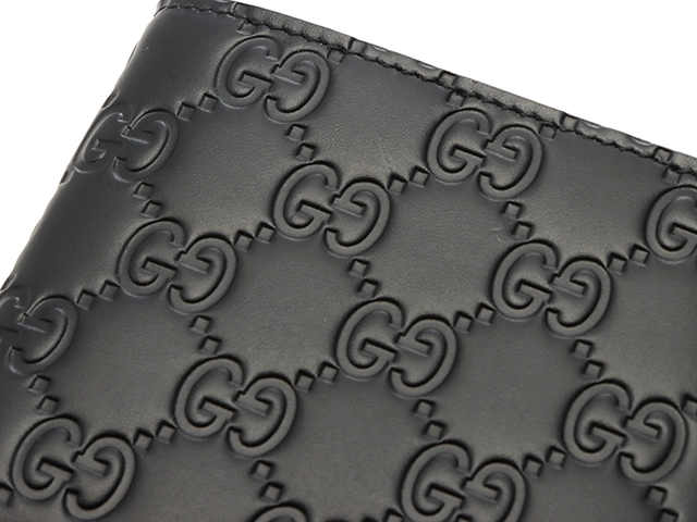 GUCCI　グッチ　二つ折り財布  メンズ ブラック レザー　434