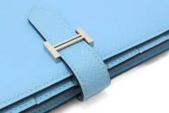 HERMES エルメス ベアンスフレ 2つ折り長財布 ヴォー･エプソン セレステ W刻印 【460】2146000438042