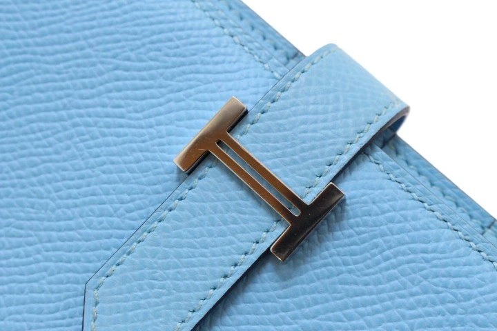 HERMES エルメス ベアンスフレ 2つ折り長財布 ヴォー･エプソン セレステ W刻印 【460】2146000438042