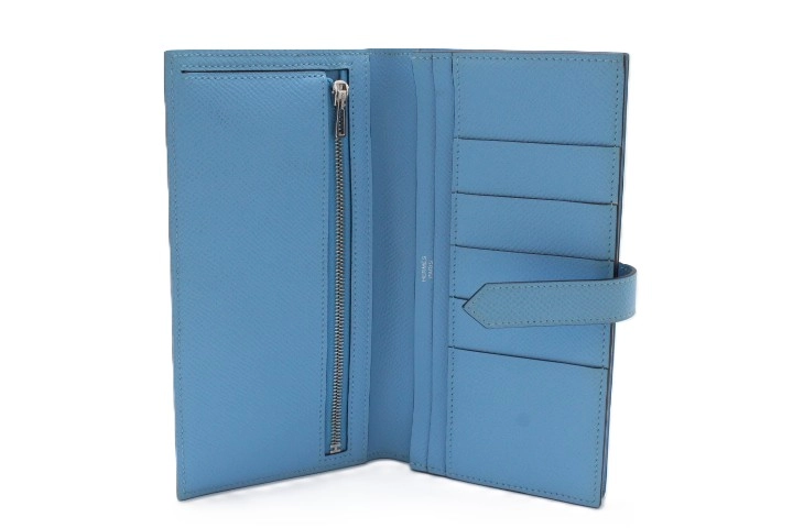 HERMES エルメス ベアンスフレ 2つ折り長財布 ヴォー･エプソン セレステ W刻印 【460】2146000438042