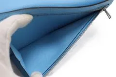 HERMES エルメス ベアンスフレ 2つ折り長財布 ヴォー･エプソン セレステ W刻印 【460】2146000438042