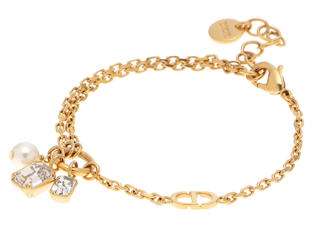 DIOR ディオール Petit CDブレスレット GP/ラインストーン/フェイク