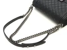 CHANEL シャネル ボーイシャネル25 チェーンショルタ　 ブラック/シルバー　キャビア　【472】　SS