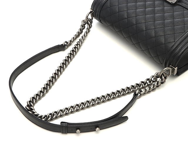 CHANEL シャネル ボーイシャネル25 チェーンショルタ ブラック/シルバー キャビア 【472】 SS
