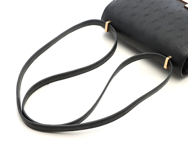 HERMES 　エルメス　ショルダーバッグ　コンスタンスⅢ　ミニ　ブラック・GP金具　オーストリッチ　Y刻印・2020年頃製造【472】HA