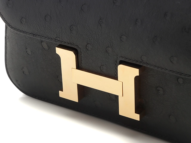 HERMES 　エルメス　ショルダーバッグ　コンスタンスⅢ　ミニ　ブラック・GP金具　オーストリッチ　Y刻印・2020年頃製造【472】HA