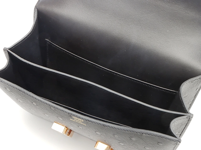 HERMES 　エルメス　ショルダーバッグ　コンスタンスⅢ　ミニ　ブラック・GP金具　オーストリッチ　Y刻印・2020年頃製造【472】HA
