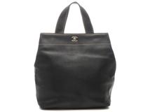 CHANEL　シャネル　ターンロック 2wayバッグ　ブラック　SV　キャビア【431】2146000440182