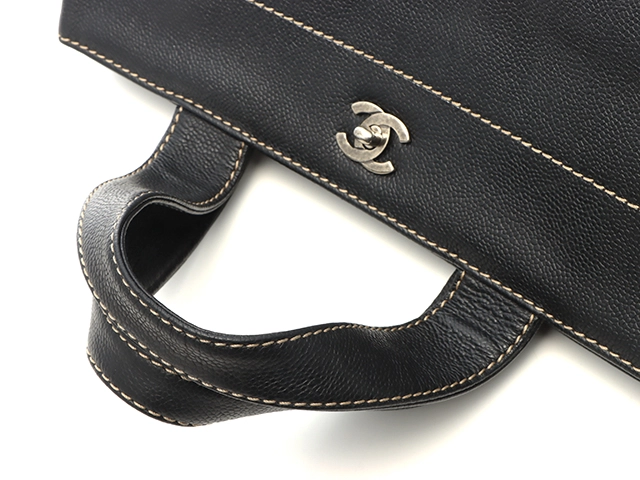 CHANEL　シャネル　ターンロック 2wayバッグ　ブラック　SV　キャビア【431】2146000440182